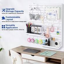 Pegboard Wall Organizer Kit – Heavy Duty 20lbs Load Bearing, Easy Installation, 4 Peg Board Panels 14 Accessories – Multi-Surface Use For Garage, Office, Kitchen & Crafts (White Pegboard,24″*24″) - 黑色,16″*10″ - 查看 2