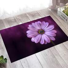 1 szt. Wycieraczka z fioletowym kwiatem, zmywalny dywanik wejściowy z kryształowego aksamitu, odporny na zabrudzenia