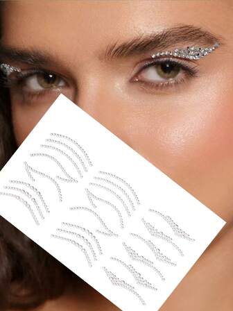 White Diamond Eyeliner Makeup Self-Adhesive Stickers, Glitter, Music Festival, Retro Style Art Makeup, Glitter Body Painting, Accessories, Temporary Tattoos. Face Decor For Halloween, Eye Corner Decor