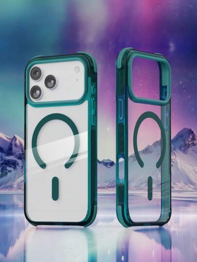 Soft Four Corner Anti Fall Phone Case 2.2mm Thick Compatible With Iphone17 Promax Case 17Pro 17Air Magnetic Phone Cover Clear Green