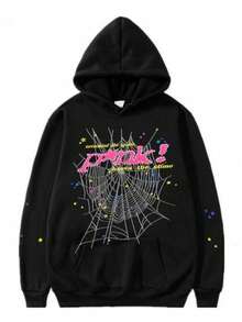 Hip Pop Graphic Hoodies Spider Web Printing Casual Sweatshirt, Hoodies - 黑色 - 查看 8
