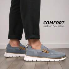 Mens Casual Loafers Shoes Slip On Fashion Walking Dress Sneakers Business Oxfords Work Lightweight Soft Sole Zapatos-20256688 - 灰色 - 查看 2
