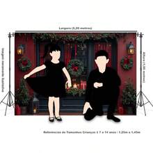 Horizontal Photographic Background For Photo Shoots Sublimated Fabric 3D Fireplace Garland Realistic Christmas Scene 2.20x1.50cm - FF-3259 - 查看 4