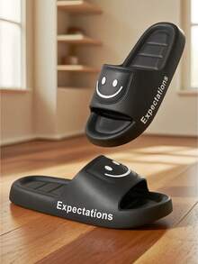 Summer New Men's Slippers, Rhombus Massage Soft Comfortable Solid Color, Casual Simple Versatile Suitable For Wearing In Dorm, Indoor And Outdoor, EVA Material Odor-Resistant Unisex House Slippers - Black - View 10