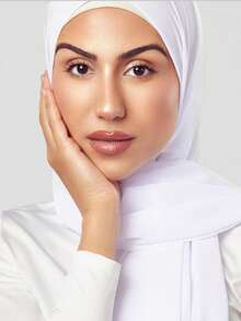 Bộ 2 khăn choàng và mũ cho nữ, mũ trùm đầu hijab thường ngày đa năng cho trang phục, mũ co giãn cho abaya và khăn choàng voan, phụ kiện mặc nhà cho nữ - trắng - Xem 8