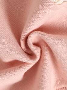 WUHUANG YIYI Baby GirlCute Floral Pattern Lace Trim Knit Cardigan With 3D Bow Decor, Suitable For Autumn/Winter - Baby Pink - View 8