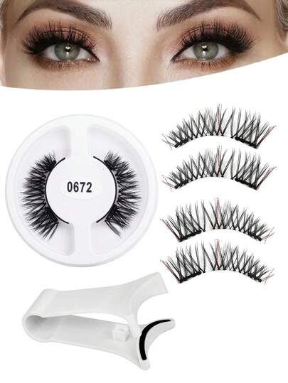 Faux cils magnétiques réutilisables - Style naturel, doux et léger, adhérence forte, renforcent la courbe, accessoires de maquillage réutilisables | Style de cils naturel | Texture douce