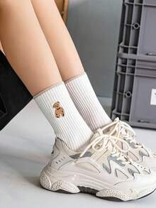 6 par/10 par/6 par/12 par skarpetki do kolan z wzorem niedźwiedzia dla mężczyzn i kobiet, jesień/zima