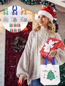 12pcs Christmas Gift Bags, Snowman/Christmas Tree/Santa Claus Pattern, Can Be Graffiti DIY Color, Desktop Decoration Supplies, Christmas Party Decoration Supplies, Suitable For Holiday Parties, Theme Events, Gift Packaging Supplies, Send To Family And Friends Christmas Christmas Decorations Christmas Pajamas Christmas Gifts Christmas Decor