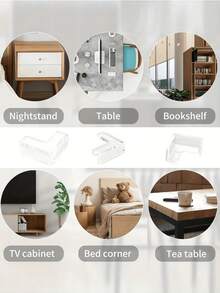 4 przezroczyste, silikonowe, samoprzylepne osłony narożników meblowych, odpowiednie do ochrony krawędzi mebli w kształcie litery L i ostrych narożników, bezpieczeństwo mebli