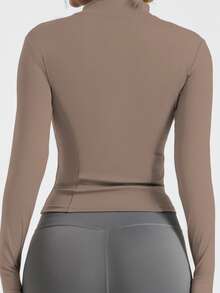 Soyun 女士运动夹克，适合户外活动、旅行、休闲穿着、聚会、办公和健身。 - 巧克力棕 - 查看 7