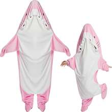 Shark Blanket,Shark Pajamas For Family Matching,Funny Shark,Shark Costume Pajamas For Men Women, Novelty Animal Sleepwear For Christmas Halloween Gift,Ultra Soft SharkPajamas, Christmas For Women Men,(Blue/Pink Random)