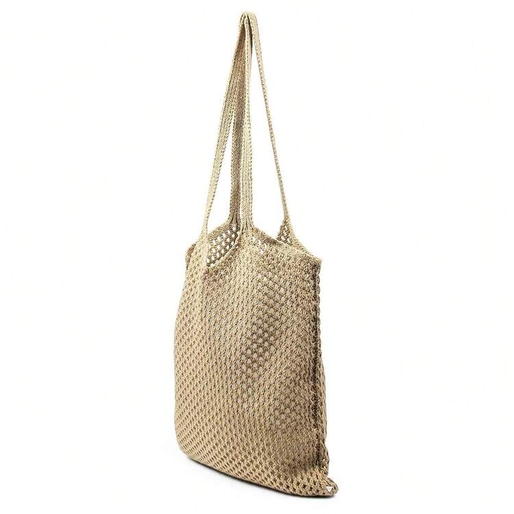 Crochet Mesh Beach Tote Shoulder Handbags Hobo Summer Aesthetic Women's Bag - Multicolor2 - View 6