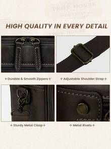 NEWHEY 16英寸男士真皮笔记本电脑包，复古斜挎包，大号单肩办公笔记本电脑包，复古学院风双肩包，适合工作、商务、旅行 - 彩色 - 查看 5