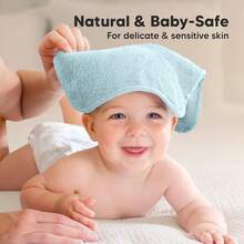 Paquete de 6 toallitas orgánicas para bebés - Toallitas suaves de viscosa de bambú, toallitas para bebés, toallitas para recién nacidos, niños, toallas de baño para bebés, toalla facial, toallitas para lavar la cara (rosa rubor) - azul - Ver 9