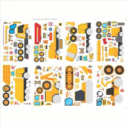 8pcs Construction Vehicle, Transportation, Car, Motorcycle, Car, Train Interactive Stickers. Construction Vehicle Tattoo Stickers, Space Excavator Robot Car Face Stickers. Perfect Birthday, Holiday, Christmas Gift, Toy