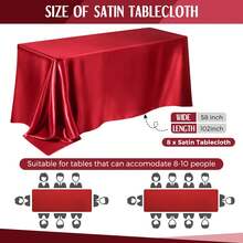 1 buah Taplak Meja Persegi Panjang Satin, Tidak Luntur, Cocok untuk Jamuan Hotel Mewah, Pesta Pernikahan, Dekorasi Pesta Restoran - Burgundy - View 8