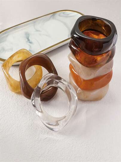 1pc Autumn/Winter Resin Square Geometric Tie Dye Bracelet, Red, Yellow, White, Blue, Pink, Gray, Orange, Beige, Asymmetrical Wide Colorful Vintage Style Bracelet, Women Jewelry For Daily Wear & Party