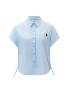 Vera Lane Women's Old Money College Style Fake Style Slimming Waist Drawstring Slimming Vest Casual Cute Halloween Christmas School Clothes Birthday Outfits For Women Boho Chic Techno Outfit Knight Embroidery Pattern Button Up Shirt Women