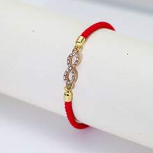 1 件微型镶嵌锆石镀金无限手链，配红绳，情人节或母亲节的幸运礼物