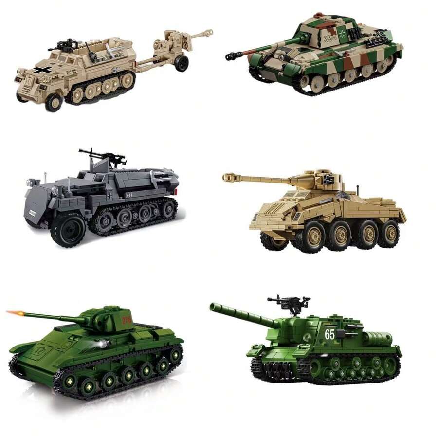 1 件 500+ 片拼装积木模型，赛车系列坦克仿真模型摆件收藏道具