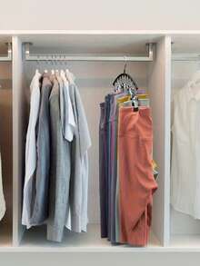 10/2/1pc Clothes Hanger, Hanging Rack Space-Saving Curved Hanger For Yoga Pants And Leggings - Closet Organizer With 10 Clips, Pants Socks Hanger For Clothes Shops,Spring,Minimalist,Summer Tops Closet Storage Space-Saving Legging Organizer With 10 Clips - Multicolor - View 4