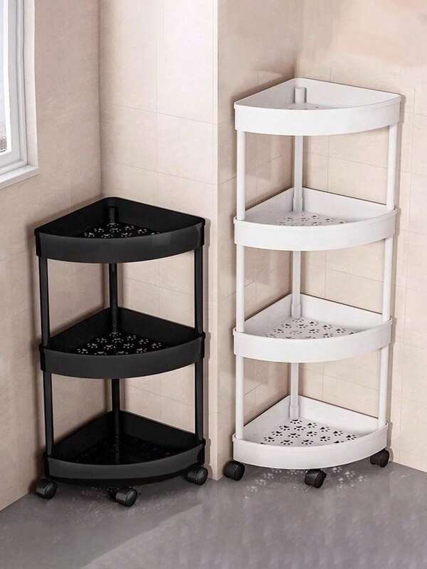 1 Suporte de armazenamento de plástico multifuncional, suporte de canto multicamadas para cozinha, banheiro e chuveiro, suporte de canto para armazenamento de cosméticos em sala de estar e quarto, suporte de canto para armazenamento de parede portátil