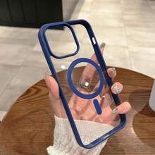 透明磁吸手机壳，兼容 17 Pro Max、16、15、14、13、12、11 Pro Plus Max、Mini 7、8、SE、16e、7P、X、XR、Xs Max，防震保护套，兼容三星 S25 Ultra、S24 Ultra、S23 FE、S22+ - 深藍色 - 查看 3