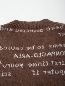 Unisex Retro Abstract Letter Pattern Knitted Cardigan, Casual European/American/Asian Style, Suitable For Spring, Autumn, Winter