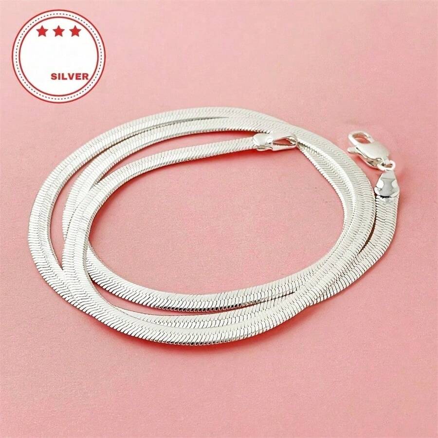 1 szt. 925-srebrny łańcuszek z kości węża, klasyczny, modny włoski łańcuszek z ostrzem, materiał antyalergiczny, wysokiej jakości niemieckie rzemiosło, odpowiedni dla rodziców, przyjaciół, prezent na rocznicę Nowego Roku