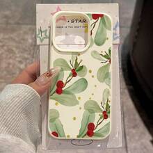 1 件 TPU 材质可爱槲寄生叶和浆果图案手机壳，适用于 //Redmi 手机 - 白色 - 查看 3