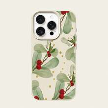 1 件 TPU 材质可爱槲寄生叶和浆果图案手机壳，适用于 //Redmi 手机 - 白色 - 查看 5