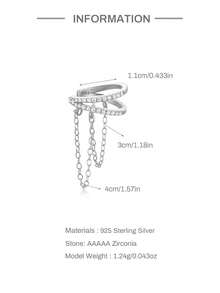 1pc 925 Sterling Silver Double Layer Earrings, Women's Luxury Chain Tassel Clip-On Earrings, Suitable For Wedding Bride Jewelry - Silver - View 6