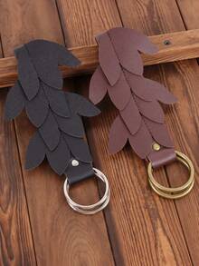 1pc PU Leather Leaf-Shaped Skirt Panel With O-Ring, Suitable For Renaissance, Medieval, Viking Style Belts, For Renaissance Fairs, LARP Costume (Belt Not Included) - A - View 3
