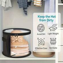 2Pcs Transparent Portable Foldable Hat Storage Box - Holds Oversized Cowboy Hats, Sun Hats And Baseball Caps - Portable With Handle, Easy To Store And Organize, Portable Hat Storage Box | Visible Contents Storage, Hand Wash - Holds 7 Oversized Hats
