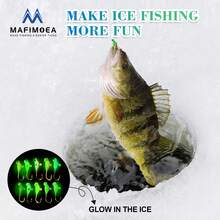 MAFIMOEA 20 piezas Juego de señuelos de pesca de hielo que brillan en la oscuridad, caja de almacenamiento exquisita y conveniente, mejor accesorio para la pesca de invierno, adecuado para percas y black bass del norte