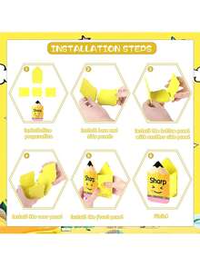 1pc Wooden Splicing Pen Holder. Yellow Pencil Shaped Pen Holder, Desktop Miscellaneous Storage Pen Holder, Pencil Holder, Eraser Storage Box, For Storing Pencils, Desktop Organizer Back To School,Pencil Case,Pencil Pouch,School Bag