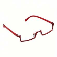 A Stylish Half-Frame Glasses With A Punk Style, Featuring Cute Sister Designs And Soft Literary Decorations, With Frameless Lenses - 紅色 - 查看 8