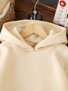 少女卡通印花长袖休闲保暖卫衣 - 杏色 - 查看 3