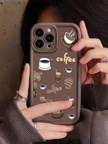 Coffee Elements TPU Shockproof 1pc Brown Casual Coffee Graphic Full Coverage Phone Case Compatible With Apple 16, 15, 14, 13, 12, 11 Pro Max, And Series Birthday Gift Anniversary Gift - Multicolor - View 3