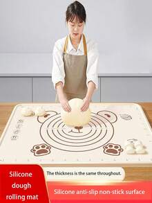 超厚硅胶烘焙垫，不粘，不粘，非常适合烘焙、披萨和面团 - 完美的厨房工具，不粘揉面垫，家用厨房非烘焙垫，厚擀面团垫 - 彩色 - 查看 5