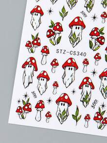 Halloween Nail Stickers Cute Ghost Pumpkin Self Adhesive Nail Decals Spooky Mushroom Ghost Flower Nail Art Design Black Cats Spider Bats French Manicure Supplies For Women DIY Nail Charms Decorations