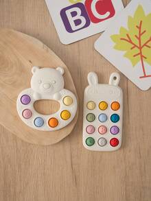 PopLittleOne 1pc Baby Silicone Teether Toys Cartoon Bear Rabbit Shape Baby Toys Controller Teething Toys Cute Baby Shower Gift - Multicolor - View 1