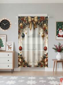 1 Stück Weihnachtskugel & Elementmuster hochwertige dekorative Gardinenstange zum Aufhängen, ganzjährig verwendbar, für Außen, Pavillon, Schlafzimmer, Küche, Büro, Arbeitszimmer, Wohnzimmer - halbtransparenter Vorhang (Stoffgewicht 100g) Wohndekoration Weihnachtsdekorationen Raumdekoration Weihnachtsdekorationen Zuhause