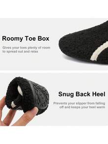 Leisfit Women's Wide Toe House Slippers, Comfortable Lightweight Retro Adjustable Flat Shoes, Solid Color Non-Slip Soles, Washable Indoor Slipper Socks, Suitable For Indoor/Outdoor Use, Autumn/Winter - Black - View 6