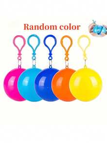 6pcs/Set Portable Disposable Emergency Rain Ponchos With Keychain, Lightweight, Compact, Durable, Suitable For Travel, Hiking, Fishing, Camping, Transparent Design, Camping Gear, Transparent Rain Ponchos, Lightweight Rain Ponchos. Random Colors