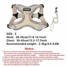 时尚印花狗背带和牵引绳套装，透气网眼，带反光细节，防逃脱，舒适，适合法国斗牛犬等中小型犬，耐用的户外探险散步装备，时尚散步必备宠物配件