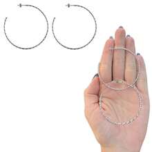 1 Pair Of Stainless Steel Hoop Earrings, Silver Color, Various Models - MOD. 5 - View 1