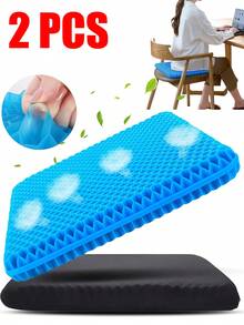 一套凝胶坐垫，配有透气布垫，缓解久坐带来的压力，适用于背部、坐骨神经痛、尾骨疼痛，可用于办公室和汽车座椅，多种场景适用。 - 藍色 - 查看 2