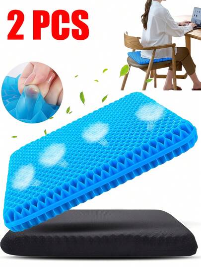 1 Gel Cushion Set With Fabric Cushion, Breathable To Relieve The Pressure Of Prolonged Sitting, Suitable For Back, Sciatica, Coccyx, Office And Car Seat Cushions, Supporting Multiple Scenarios